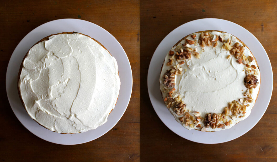 Banana Carrot Cake with Ricotta Honey Frosting