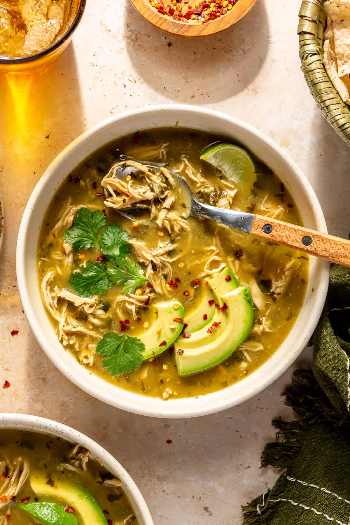 Shredded Chicken Verde Bone Broth Soup