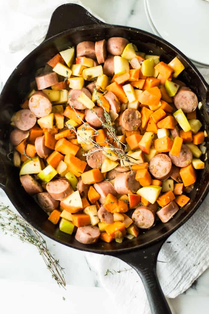 Sweet Potato Apple Sausage Skillet