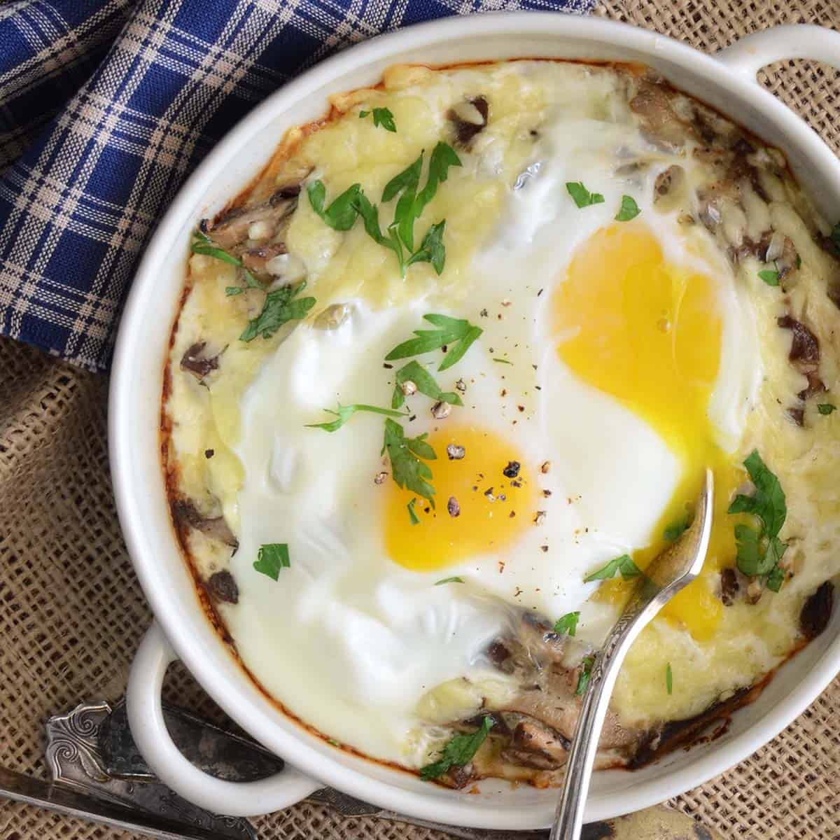 Mushroom and Swiss Egg Bake