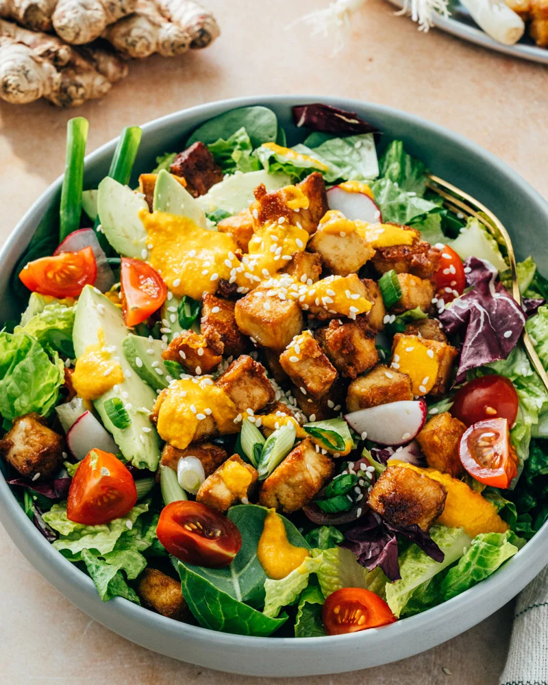 Tofu Salad with Ginger Dressing