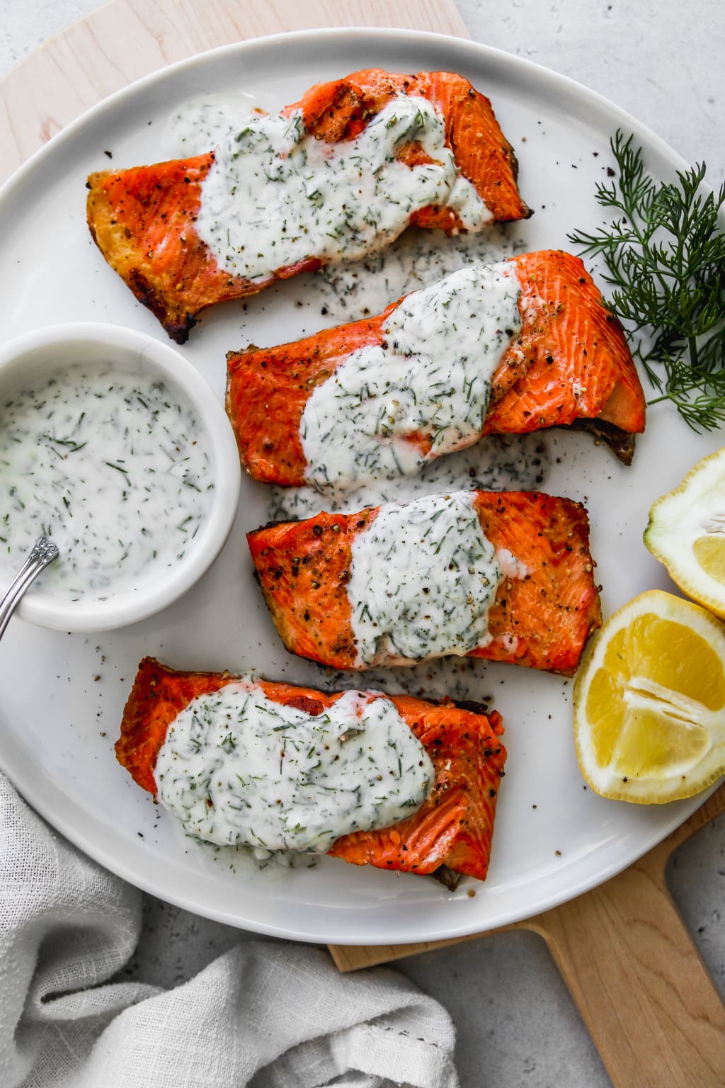 Baked Salmon with Dill Yogurt Sauce