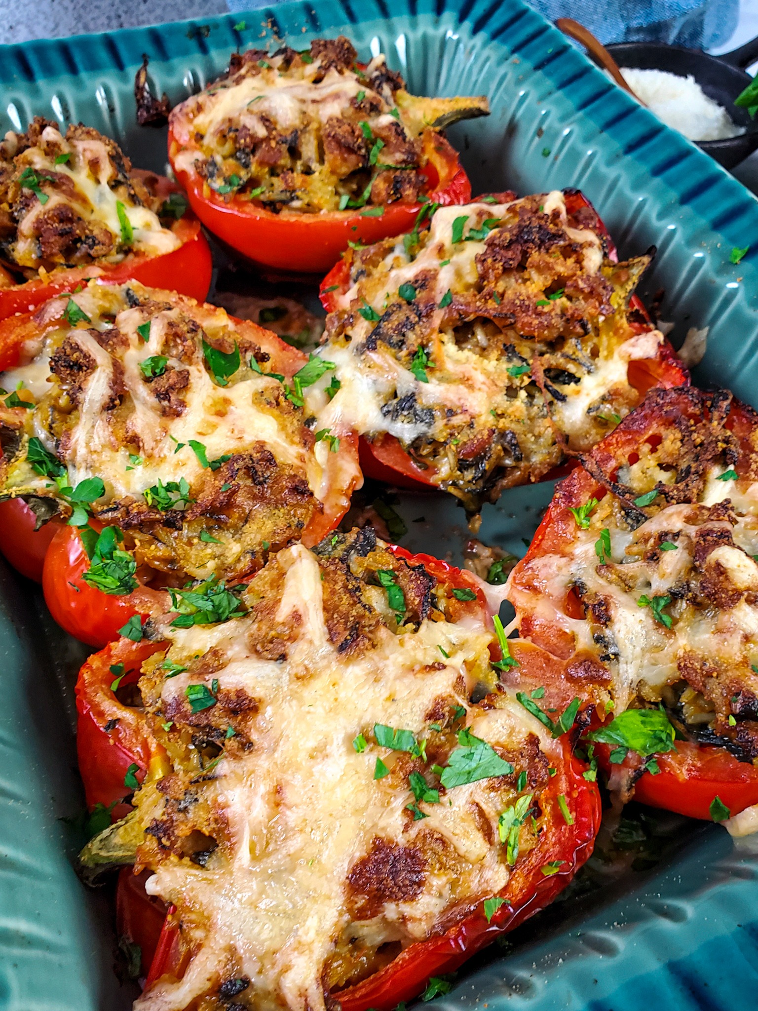 Chicken and Spinach Stuffed Peppers