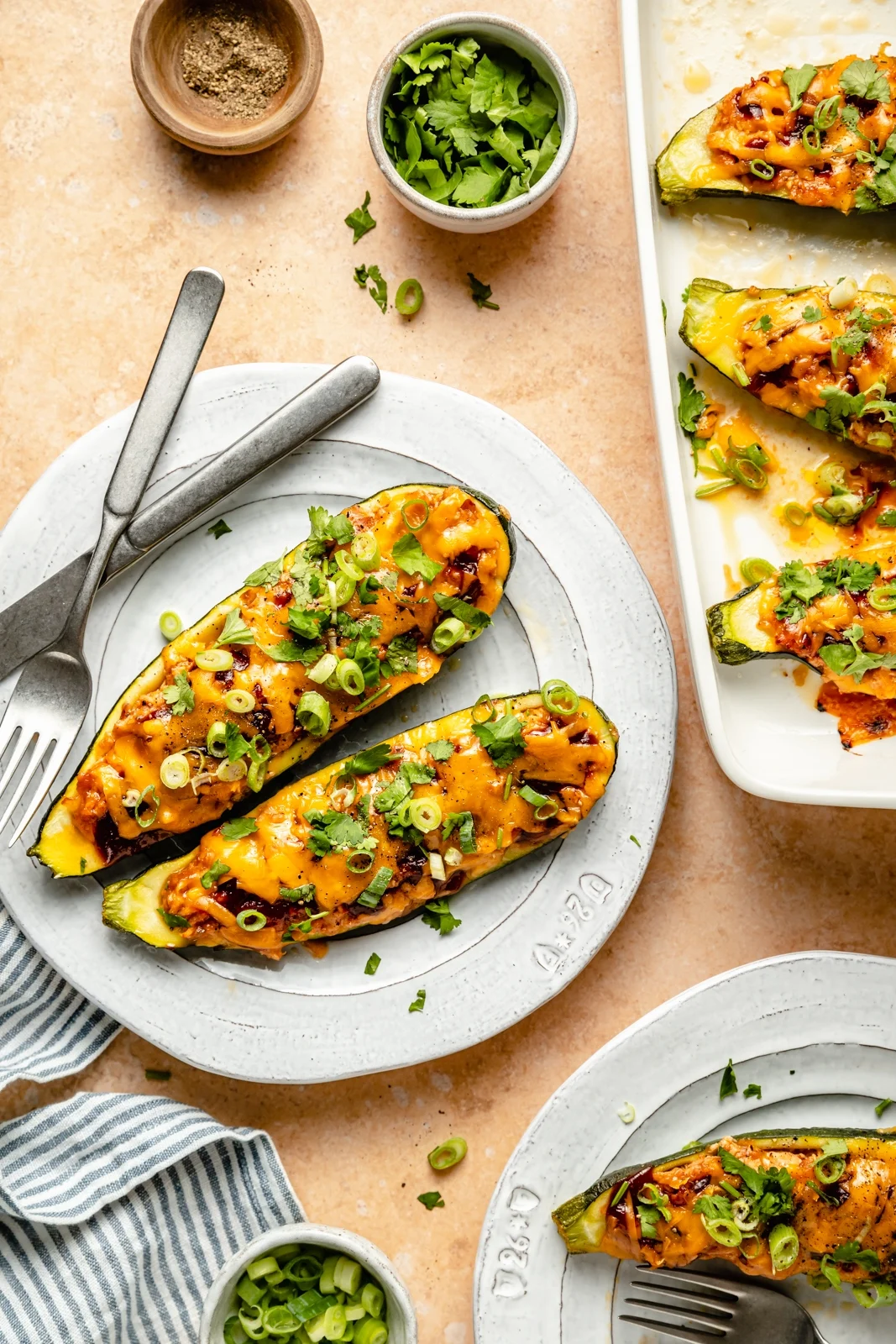BBQ Chicken Stuffed Zucchini Boats