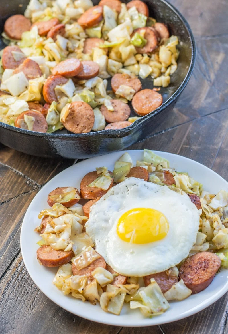 Griddled Sausage & Cabbage Hash