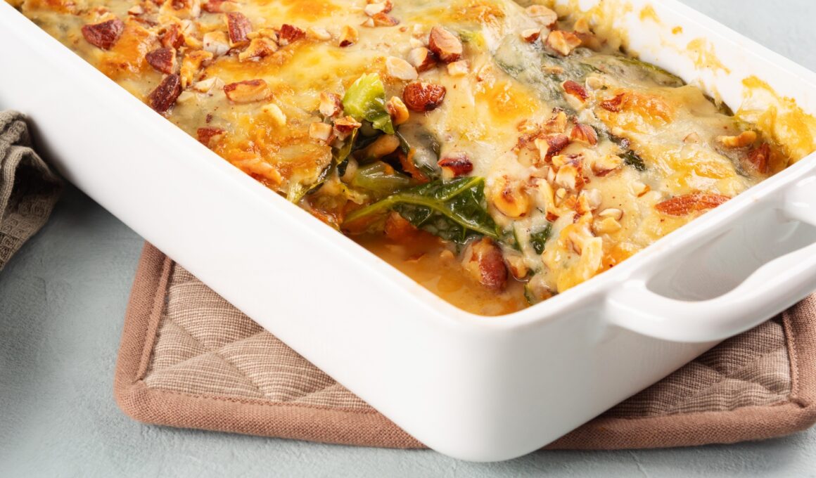 Baked squash and savoy cabbage casserole vegetarian lasagna