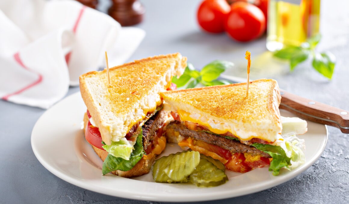 Cheeseburger grilled cheese sandwich