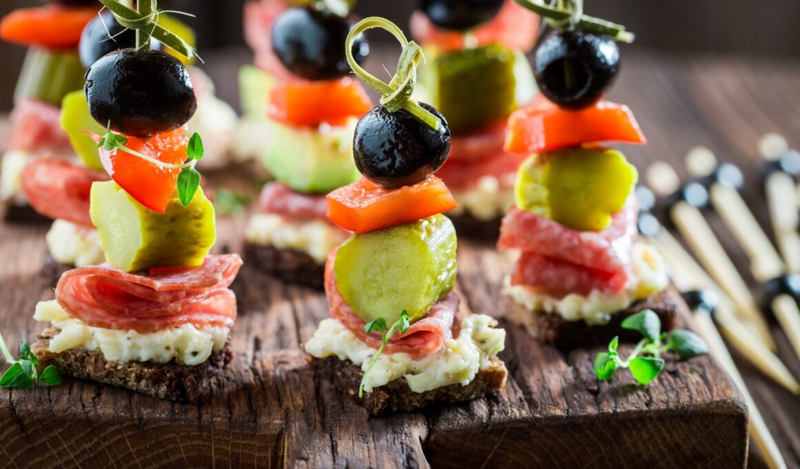 Closeup of healthy appetizer with vegetables and herbs