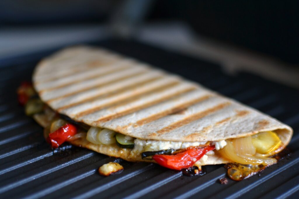 Grilled Veggie and Feta Panini - a vegetarian tortilla panini for lunch or a quick snack