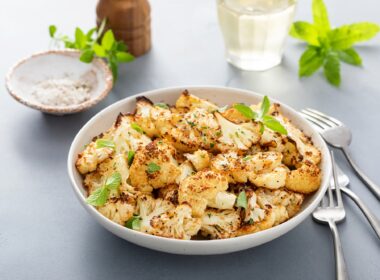 Roasted cauliflower with fresh herbs and spices
